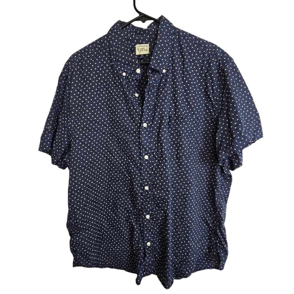 J. Crew Mens Geometric Print Button Shirt Size XL Preppy Classic Business Casual
